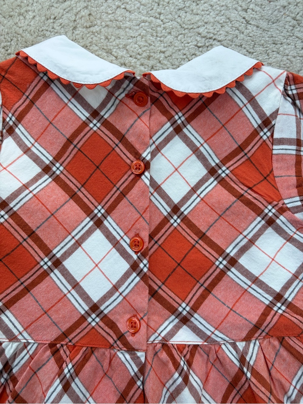 Gymboree NWT Size 6 Orange Plaid Pumpkin Fall Peter Pan Collar Dress - Picture 6 of 6